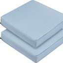 Outdoor Chair Cushions 19x19 Inch, Water Repellent Patio Seat Cushions with Adjustable Straps, Fade Resistant All Weather Pads for Garden Lawn Patio Furniture, Set of 2, Light Blue