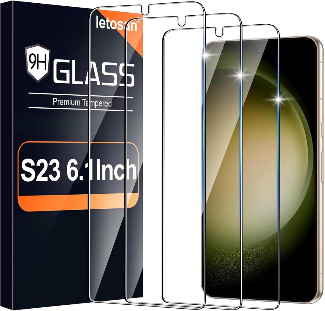 3 Pack for Samsung Galaxy S23 Screen Protector, 9H Tempered Glass, Ultrasonic Fingerprint Compatible, HD Clear Case Friendly for Samsung S23 Glass Screen Protector 5G (s23 6.1-inch)