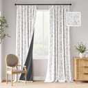 jinchan Pinch Pleated 95% Blackout Floral Curtains, Taupe 96 Inch, Room Darkening Drapes with Thermal Insulation, 2 Panels Curtains for Bedroom Living Room, Blackout Printed Flower Curtain