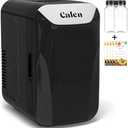 CALEN Mini Fridge with 2 Bottles, 6L/8 Cans Mini Fridge for Bedroom, Skincare Fridge 110V AC/12V DC Small Refrigerator for Food, Beverages, Cosmetics, Portable Mini Refrigerator for Office, Dorm, Car