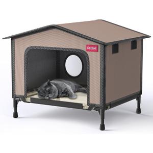 SOVPAI Outdoor cat House, Waterproof cat House for Stray Pets, Suitable for Outdoor/Indoor Cats, Easy to Assemble and Clean, Suitable for Multiple Pets and Large Cats (Brown, M 19 * 13 * 14.8)