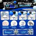 2 x ALL-IN-1 Blue and Black Balloons Arch Kit with BONUS Starbursts Small & Large Silver Black Blue balloons Light, Navy, Royal Blues & Blacks Party Decorations for Baby, Graduation, Birthday, Gaming