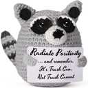 Tiny Handmade Raccoon Gift, Positive Crochet Animal Trash Panda, Emotional Support Plush for Men & Women, Friend, Coworker, Bestie, Motivational Encouragement Present, Best for Birthday & Christmas