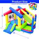 WELLFUNTIME Inflatable Bounce House with Slide, Bouncy Castle & Jumping Castle with Blower, Ball Pool, Basketball Game & Dart Target Game, 134 X 116 X 95 Inches