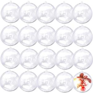 40PCS 80mm/3.14inch Large Clear Ball Ornaments, 20Set Clear Plastic Fillable Christmas Balls Shatterproof Ornament Bauble for DIY Crafts Wedding Party Decor Holiday Home Decor