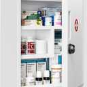 POKIPO Wall Mount Locking Medicine Cabinet, Empty Metal Medicine Storage Box with All-Metal Digit Lock, Bathroom Cabinet Organizer Over the Toilet, Keyless First Aid Box for Home School Business