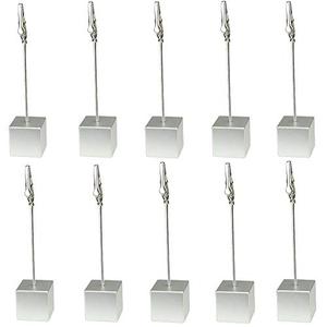 Table Number Holder Name Place Card Holder Memo Clip Holder Stand Note Holder Pictures Card Paper Menu Clip (Silver) (10PCS)