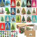 Tenceur 24 Sets Christmas Tree Cards with Envelopes Set Christmas Greeting Cards Bulk Happy Holiday Postcards for Winter Season Gift Xmas New Year Party Favors, 24 Designs