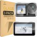 3 x Mr.Shield [3-PACK] Screen Protector For DJI OSMO Action 3 Camera [Tempered Glass] Screen Protector [0.3mm Ultra Thin 9H Hardness 2.5D Round Edge]