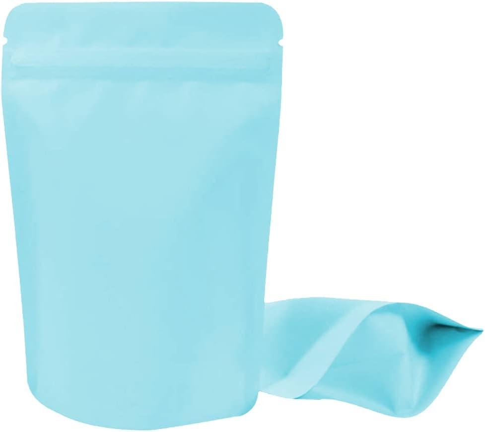 100 Pieces Mylar Bags - 4x6 Inches Mylar Food Storage Bags Resealable Foil Pouch Bags Stand Up Ziplock Bag Bulk Food Storage Bag (Blue)