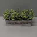 1 Pcs Wooden Potted Eucalyptus Plant Greenery Arrangement Artificial Eucalyptus Plant in Rectangular Wood Planter Box for Rustic Farmhouse Indoor Centerpiece Tabletop Window Sills Kitchen Shelf Decor