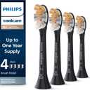 Philips Sonicare A3 All-in-One - Genuine Replacement Electric Toothbrush Heads, Black, 4 Pack One Year Supply, HX9094/95