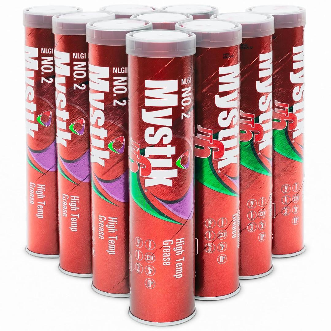 JT-6 High Temp Grease Tubes for Grease Gun, 14 oz, 10 Pack Multi Purpose Red Lithium Complex, NLGI 2, Wheel Bearing Grease