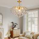 26Large Gold Crystal Chandelier 12-Light Round Chandeliers for Dining Room | modern tree branch crystal chandelier K9 Crystal G9 Luxury Crystal Raindrop Light Fixture for Livingroom Bedroom Over Dining