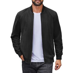 COOFANDY Bomber Jacket Mens Lightweight Suede Jackets Casual Varisty Jacket Faux Leather Jackets, Black, M