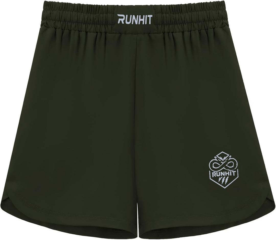Runhit Kids MMA BJJ Wrestling Shorts, Youth Boys No Gi Grappling Shorts for Boxing, Jiu Jitsu, Muay Thai, Training S