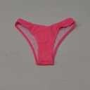 YMISAN Women's Bikini Swim Bottom Briefs Ribbed High Cut Mid Waist Cheeky Bathing Suit Bottom (Hot Pink), S