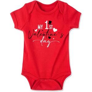 My 1st Valentine Day Newborn Baby Boys Bodysuits Girls Unisex Cute Funny Infant Romper 0-6 months (Hat)