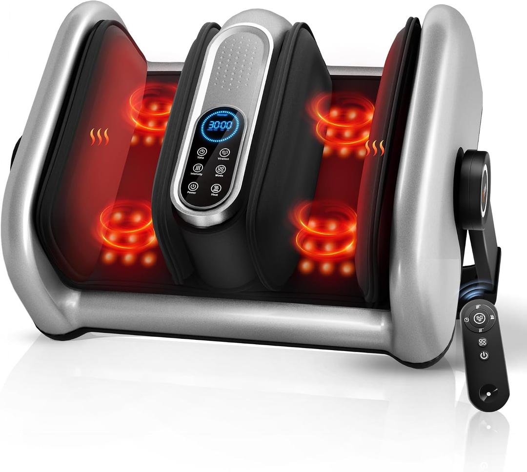 Shiatsu Foot Massager Machine with Heat : Deep Kneading Calf Massager with Vibration for Plantar Fasciitis, Neuropathy, Pain Relief, Circulation for Home and Office Use