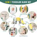8 in 1 Toddler Slide Set, Kids Slide for Toddlers, Toddler Climber Slide PlaySet with Basketball Hoop,Outdoor Indoor Playground for Toddlers Upgraded