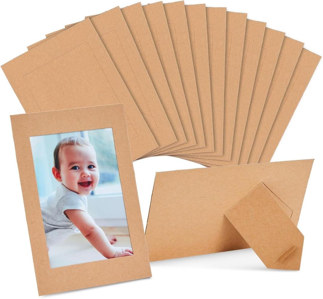 Juvale Kraft Paper Picture Frames - 4 x 6 in Brown - 50-Pack DIY Craft Frames - Tabletop Photo Easels - Customizable Display