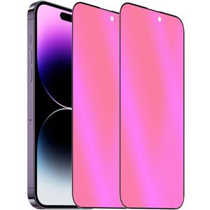 2 Pack Anti-Blue Privacy Tempered Glass Suit for iPhone 14 Pro Mirror Anti-Spy Screen Protector Anti-Peeping Film Electroplated Gradient 9H Hardness Anti-scratch 6.1 inch (Colorful)