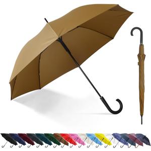 Large Stick Umbrella Windproof Automatic Open 50 Inch Umbrella with Hook Handle,Over Sized J Handle Umbrellas for Men and Women,Windproof Unbreakable Stick Rain Golf Umbrella