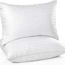 Bed Gel Pillow - (2 Pack Queen) Comfortable and Plush Cooling Gel Fiber Filled Pillow, Luxury Fluffy Hotel Quality for Side, Back, and Stomach Sleepers (King 20x36)