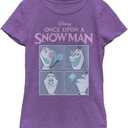 Disney Upon A Snowman Olaf Goofing Off Panels Girls Heather T-Shirt, Purple Berry, X-Small