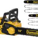 40V(20V*2) 16"+18" 2-IN-1 Brushless Chainsaw Cordless, Electric Powered Chainsaw Compatible with Dewalt Battery with Auto Oiler & Safety Lock Brake, for Tree Trimming Branch Wood Cutting(ONLY TOOL) (Yellow)