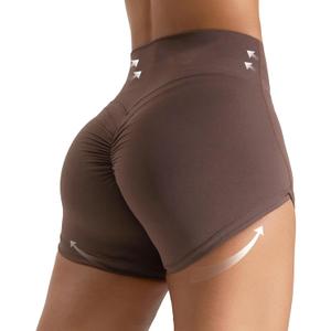 Womens Butterlift High Waist Scrunch Butt Biker Shorts 3 Inches No Front Seam Workout Yoga Gym Booty Shorts (Medium, Coffee)