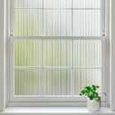rabbitgoo Reeded Glass Window Privacy Film, Non Adhesive Frosted Glass Window Film, Static Cling, Removable, UV Heat Blocking, Anti-Glare, Decorative for Bathroom Living Room, 35.4 by 157.4 Inches