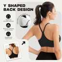 V Neck Sports Bras for Women Medium Support Yoga Tops Y Back Spaghetti Straps Workout Bra with Removable Cups (Black, S)