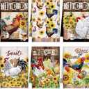 Bencailor 6 Pcs Farmhouse Kitchen Towels Chicken Rooster Kitchen Decor Farm Animal Hand Towels for Cooking Baking Housewarming Gift,15.75 x 23.62 inch(Multicolor,Sunflower Rooster)