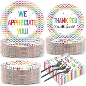 200pcs Thank You Plates Napkins We Appreciate You Party Tableware Set Teacher Appreciation Dinnerware Be Thankful to Teacher Mother Doctor Paper Plates for Congrat Graduate Decor Supplies Serve 50