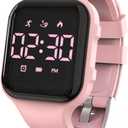 Kids Led Fitness Tracker Watch, Non-Bluetooth Digital Pedometer Wristwatch, Waterproof, 12/24 H, Stopwatch, Calendar, for Children Girls Boys Teens (Pink)