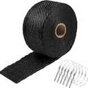 Exhaust Heat Wrap,2x 16 Ft, Motorcycle Fiberglass Heat Shield Tape With Stainless Ties, Black
