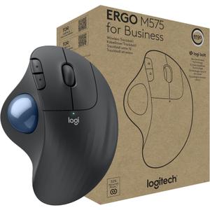 Logitech Ergo M575 Wireless Trackball for Business - Easy Thumb Control, Ergonomic Design, Secured Logi Bolt, Bluetooth, Globally Certified, Windows/Mac/Chrome/Linux - Graphite