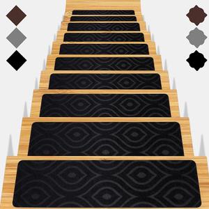 Stair Treads for Wooden Steps 15pcs - 8x30in Carpet Stairs Runner Indoor Non-Slip Stair Mats for Kids Elders and Pets
