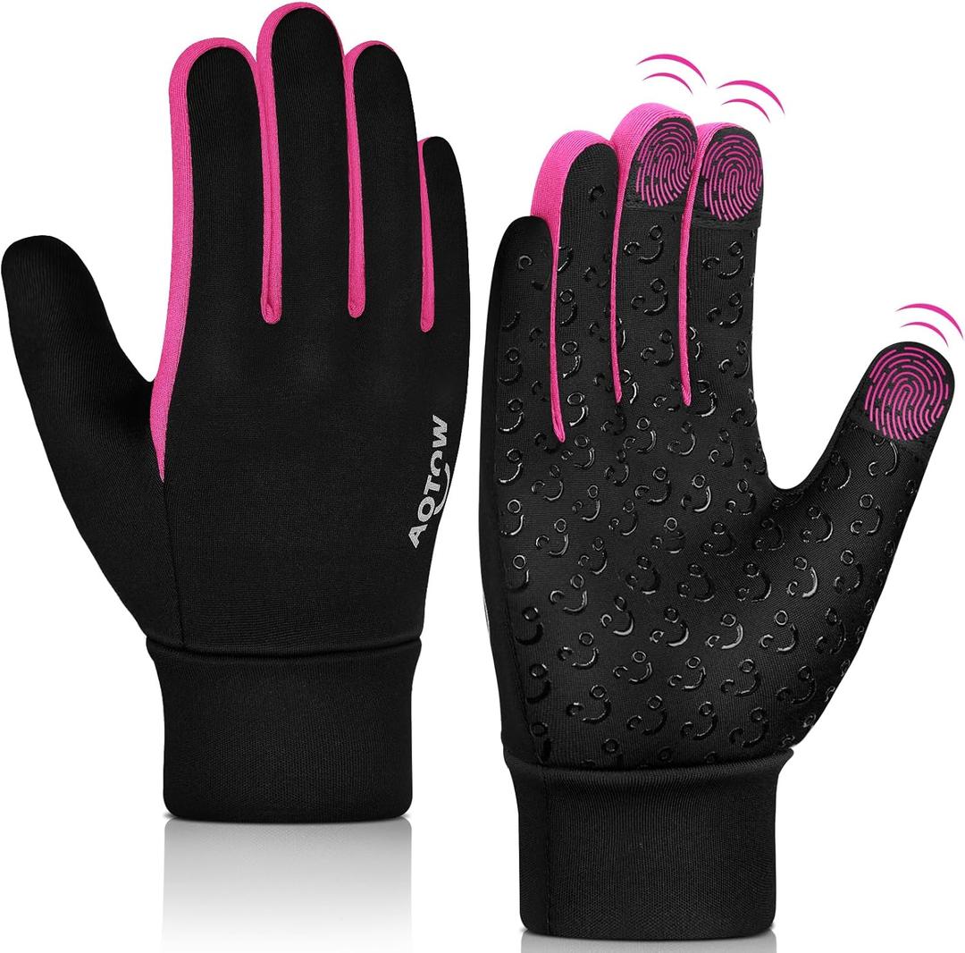 Kids Winter Warm Sports Gloves - Cold Weather Water-Resistant Children Mittens Age 10-12 Years Boys Girls Black