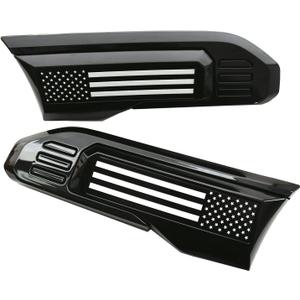 Pair Custom Vents 3D Badge Emblems 6.6L USA Flag Replacement for 2024-2025 2500HD 3500HD 6.6L Gas V8 Vents 86790678 (Black White Flag)