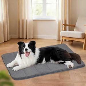 Dog Crate Pad for Large Dog - 35x23 Memory Foam Dog Bed, Washable & Anti-Slip Dog Bed Mat, Ultra Soft Kennel Pad for Dogs Cozy Sleeping Mat, Grey (Dark)