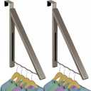 HOLDN STORAGE Over The Door Hanger - Single Foldable Rack Organizer for Hanging Clothes, Coats & Towels, Ideal for Dorm Rooms, Laundry, Bathrooms, Etc - Holds up to 20 LBs - Satin Nickel (2 Pack)