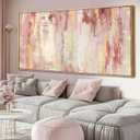 SOUGUAN Pink and Gold Pictures Canvas Wall Art for Bedroom Abstract Hand Paintings Home Decor for Bedroom Kitchen Office Wall Decorations Ready to Hang 30 x 60 Inch, 58"l X 29"w