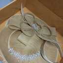 dressfan Vintage Fascinator Hats for Women,Linen Pearl Fascinator for Derby Church Wedding Tea Party (Brown)