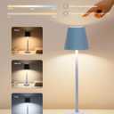 LED Cordless Table Lamp Rechargeable, 3-Height Adjustable, 5500mAh Battery Operated Lamp, 3-Color Dimming Touch Lamp, Portable Lamp for Dining, Bedroom,Camping, Outdoor, Indoor(Blue 1 Pc)