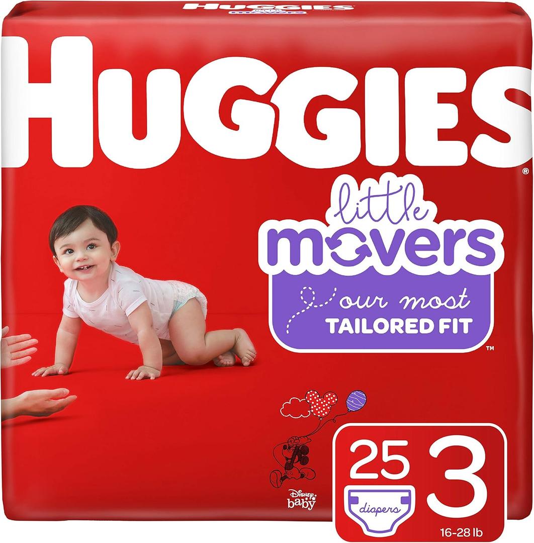 HUGGIES Little Movers Diapers, Size 3 (16-28 lb.), 25 Ct
