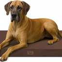 Outdoor Extra Large Dog Bed, Jumbo Waterproof Dog Bed for Large Dogs, Orthopedic Egg Crate Foam Pet Mat with Removable Oxford Cooling Cover, Brown