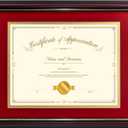Red Diploma Frames 11x14 with Mat - Certificate Frame 8.5x11 Inch with Mat - 11x14 Inch Without Mat - For Document/Photo(Double Mat - Red with Gold Rim