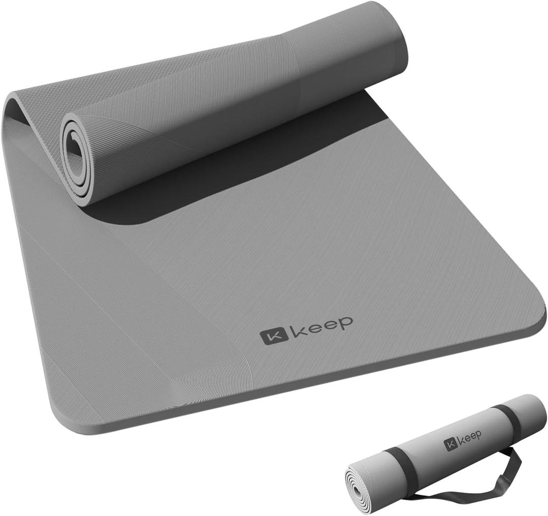 KEEP Yoga Mat - Premium 7mm Thick Exercise Mat, Anti-Tear 32'' Extra Wide Fitness Mat with Strap for Men & Women, Non Slip Pilates Mat for Home Yoga, Pilates, Gym, Stretching, Floor & Fitness Workouts